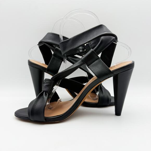 Joie Womens Celyn Heels US 7.5 M Black Leather Knot Ankle Strap NIB - Picture 7 of 12